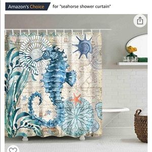 72 x 72” Seahorse Shower Curtains. Beautiful teal, green, blue, aquatic colors.